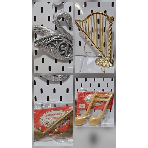 Lot Of 4 Vintage Christmas Ornaments Musical and Swan Plastic - Picture 7 of 7